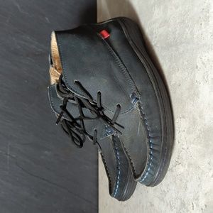 Navy Blue Leather Booties Marc Joseph